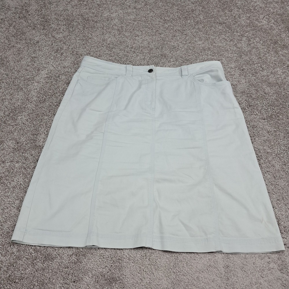 Talbots Womens Size 14 Light Blue Stretch Cotton Twill A-Line Knee Length Skirt